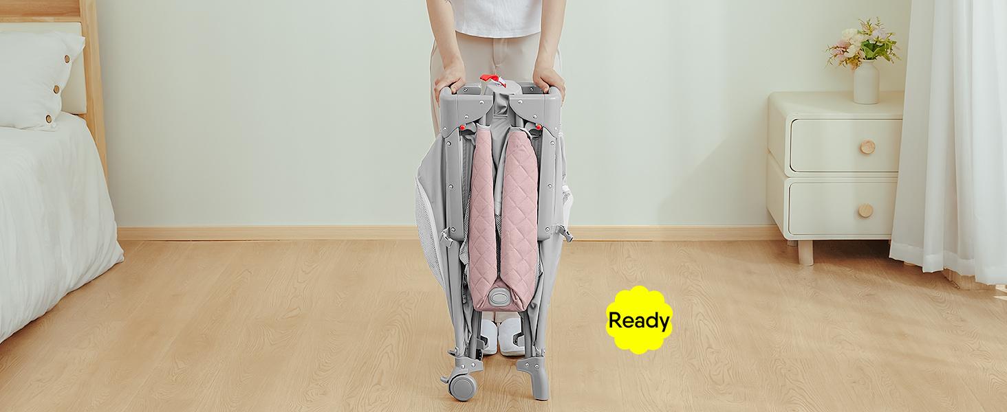 Baby Bassinet & Bedside Sleeper, Portable Baby Crib for Newborns and Infants, Foldable Playard with Mattress, Diaper Changer, Music Mobile for Nursery