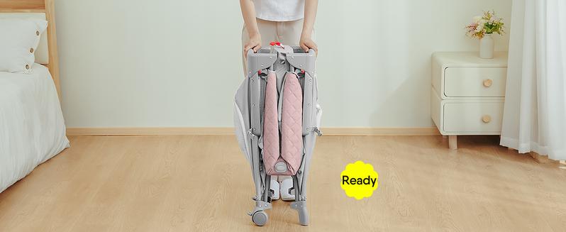 Baby Bassinet & Bedside Sleeper, Portable Baby Crib for Newborns and Infants, Foldable Playard with Mattress, Diaper Changer, Music Mobile for Nursery