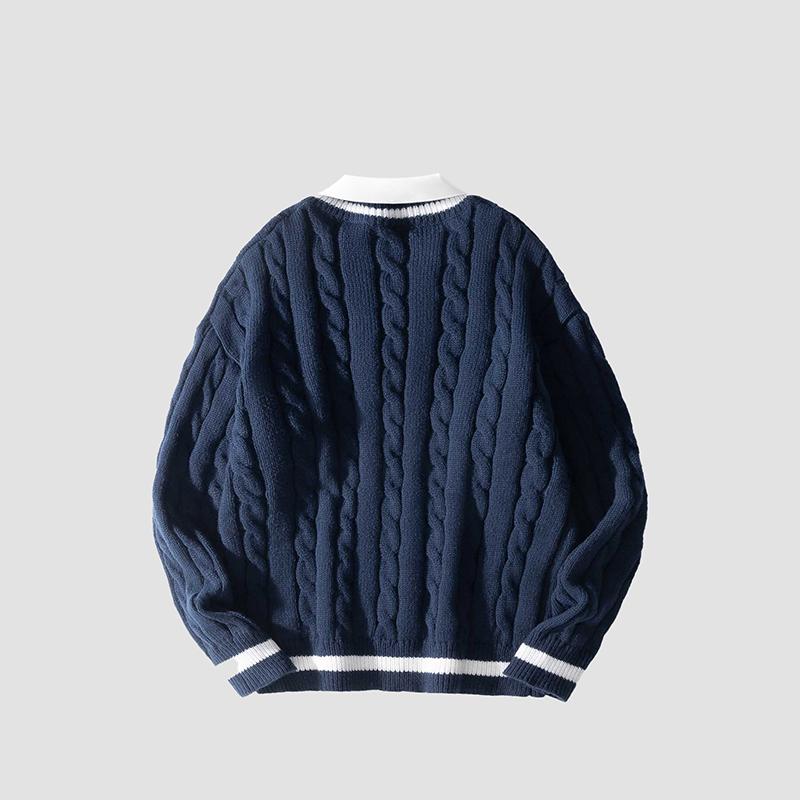 2026 #Springfresh Autumn Winter Men's Polyester Cable-Knit Sweater Soft Skin-Friendly Trendy Casual Formal Shirt Collar Pullover