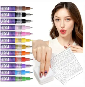 Nail Art Pens Set 2026 Upgrade 0.5mm Ultra Fine Tip Quick-Drying Waterproof Markers 12 Vibrant Colors DIY Nail Art Tool for Intricate Designs Patterns