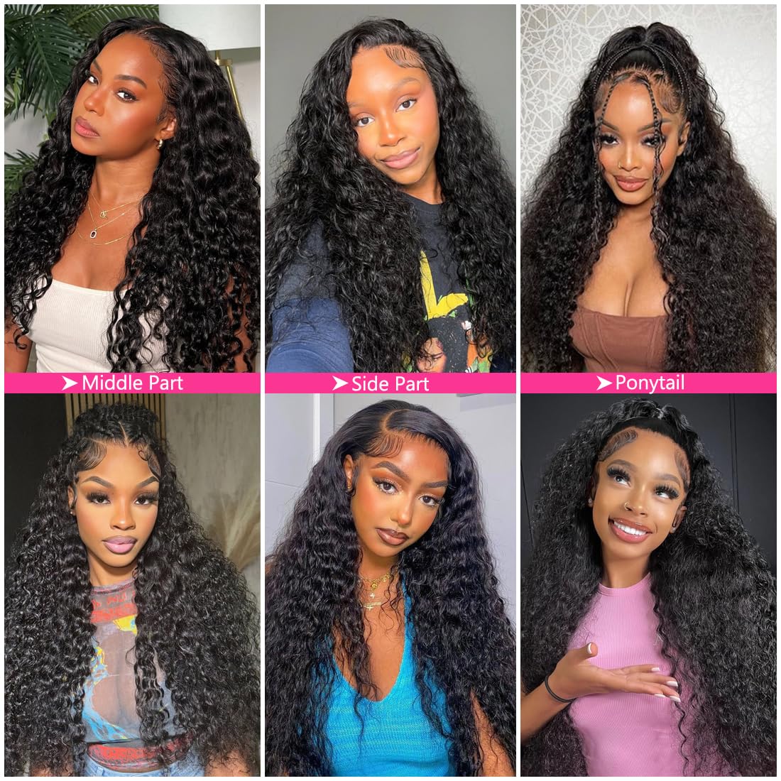 30 Inch 13x6 Lace Front Wigs Human Hair Water Wave 200 Density 13x6 HD Full Lace Frontal Wigs Pre Plucked Wet and Wavy Glueless Deep Curly Human Hair Wigs for Women Natural Black