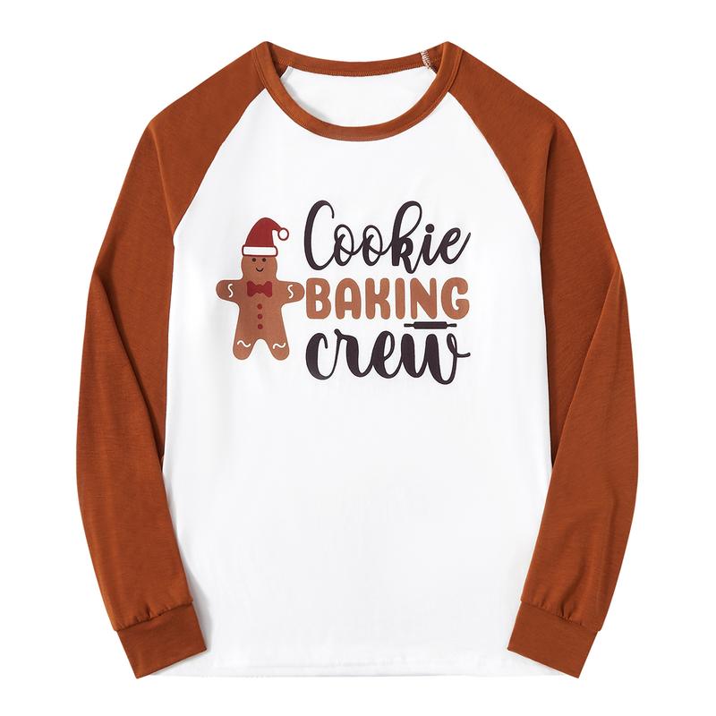 MOSSRIVER Christmas Family Matching PJs Soft Long-Sleeve Gingerbread Holiday Set Knit Baby Romper with Cookie Baking Crew Graphic Pajamas