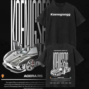Koenigsegg Agera RS Vintage Washed Oversized T-Shirt – Dark Car Graphic Tee, Car Streetwear Unisex Shirt