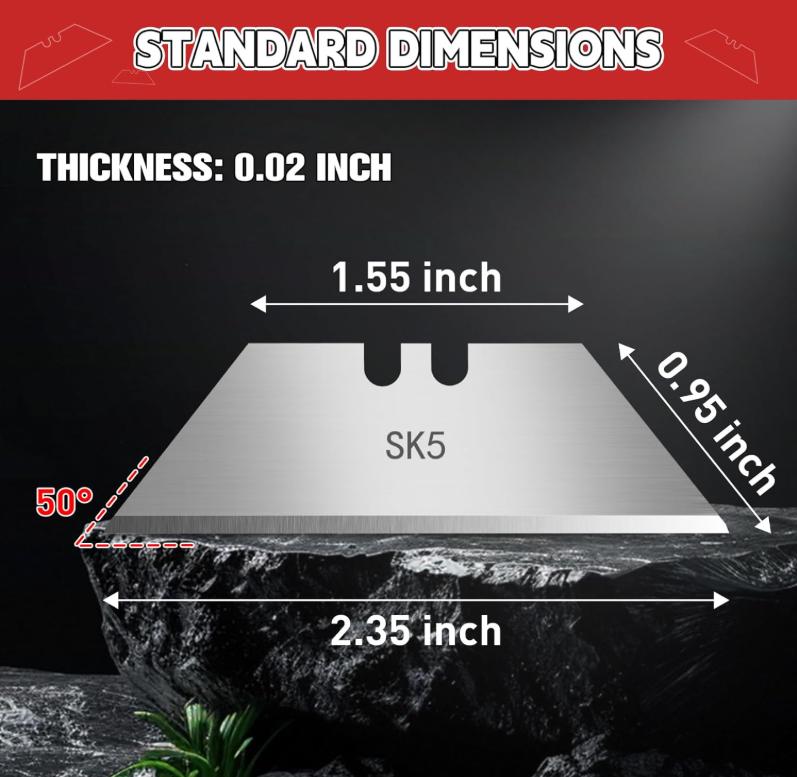 100 Pack Utility Knife Blades, SK5 Steel Box Cutter Blades, Standard Utility Blade Refills with Storage Box, Sharp Heavy Duty Razor Knife Blade Replacement for Box Cutter, Drywall