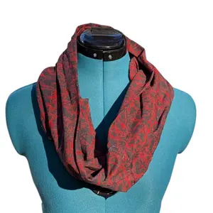 Blood Spatter full pocket Infinity Scarf with hidden snack pocket, 100% cotton