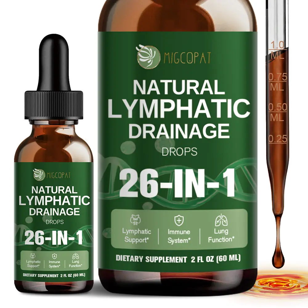 Migcopat 26-in-1 Lymphatic Support Herbal Blend Liquid Drops, Echinacea, Turmeric, Elderberry, Dandelion, Vitamins and Mullein Drops for Lungs, Lymphatic, Immune Support, Liver Cleanse Detox & Repair, 2 fl oz,#backtoschool