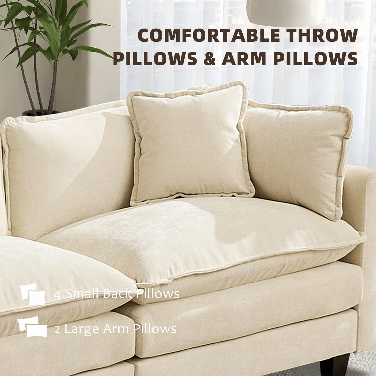 149.6” Modular Sectional Sofa Couch Oversized Convertible Couches 4 Seater Chenille Deep Seat Cloud Couch with Pillows for Living Room, Apartment, Office, Beige 149.6” Modular Sectional Sofa Couch Oversized Convertible Couches 4 Seater Chenille Deep Seat Cloud Couch with Pillows for Living Room, Apartment, Office, Beige