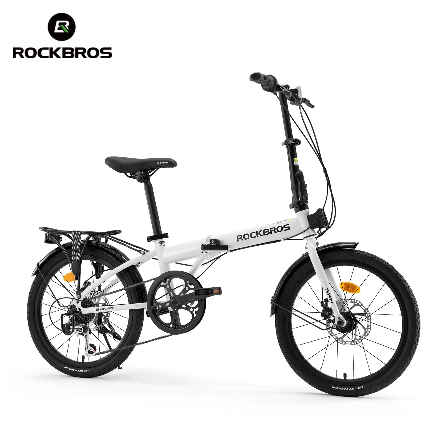 ROCKBROS SKN 20-inch 7-Speed Folding Bike for Adults, Steel Frame, Disc Brakes, Rear Rack, Ideal for City Cycling & Urban Riding