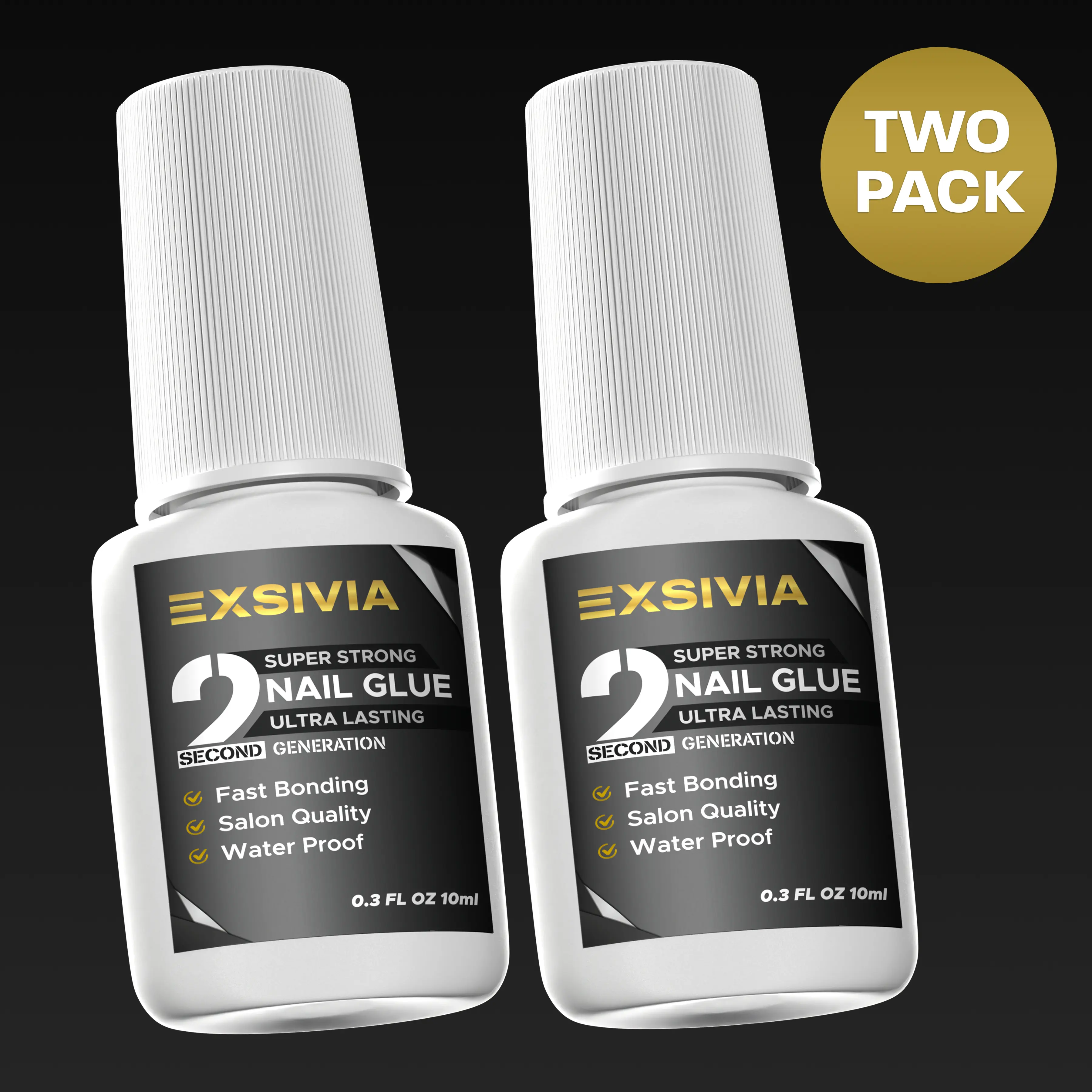EXSIVIA Second Generation Fast Bonding 2-Pack Nail Glue and 2 pack of nail remover