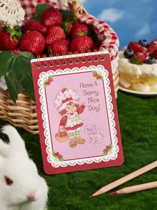 Strawberry Shortcake 1 Pc Cartoon Character And Strawberry & Lace Pattern Notebook,Suitable For Men, Women, Students,Gift Ideas,Valentine's Day, Summer / Spring