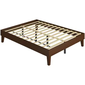 Costoffs Wooden Platform Bed Frame with Plywood Slats, Sturdy Mattress Foundation, No Headboard, Box Spring Not Required, Durable Slat Support