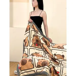 Bliss Weave 2025 New Thin blanket sofa cover bedding Cute Capybara print Autumn Winter warm comforter Home and decorationGift for kids, Kid Blanekt,Birthday Gift, Christmas Gift Bohemian Gingerbread Cookie native Flouncy bookish cosy garage guy