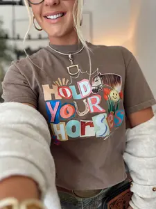 Comfort Colors ETTA OG Hold Your Horses Western Country Rodeo Graphic Tee - Oversized Shirt Gift