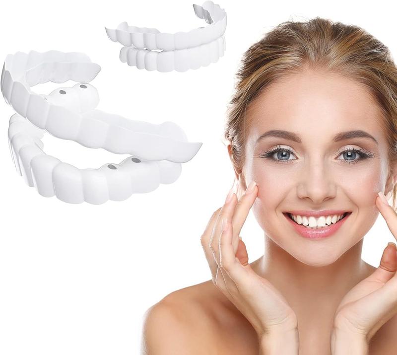 Instant Smile Cosmetic Veneers - 3/6PCS Non-Medical Snap-On Teeth, Perfect for a Flawless Photo Look, Reusable & Adjustable Fit