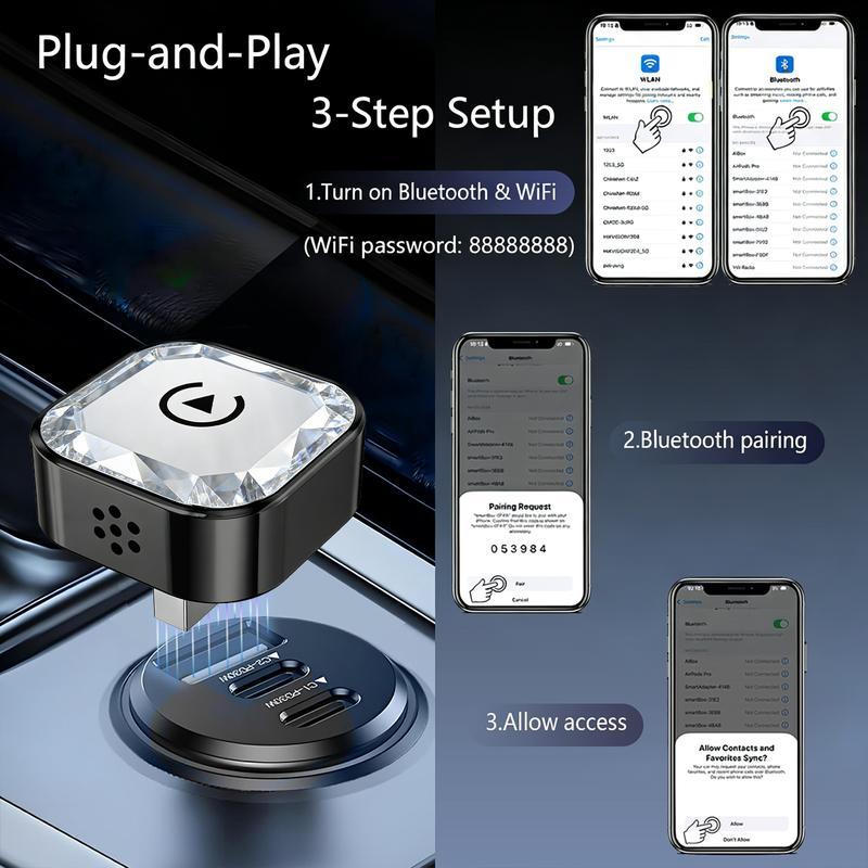 2026 New Smart two-in-one in-car connectivity box Wireless CarPlay Adapter - iPhone & Android Compatible with Fast No-Delay Link, Hands-Free Calling holiday gifts decor cool cover Car Gadgets car stuff car  Decoration Automotive Interior accessories car
