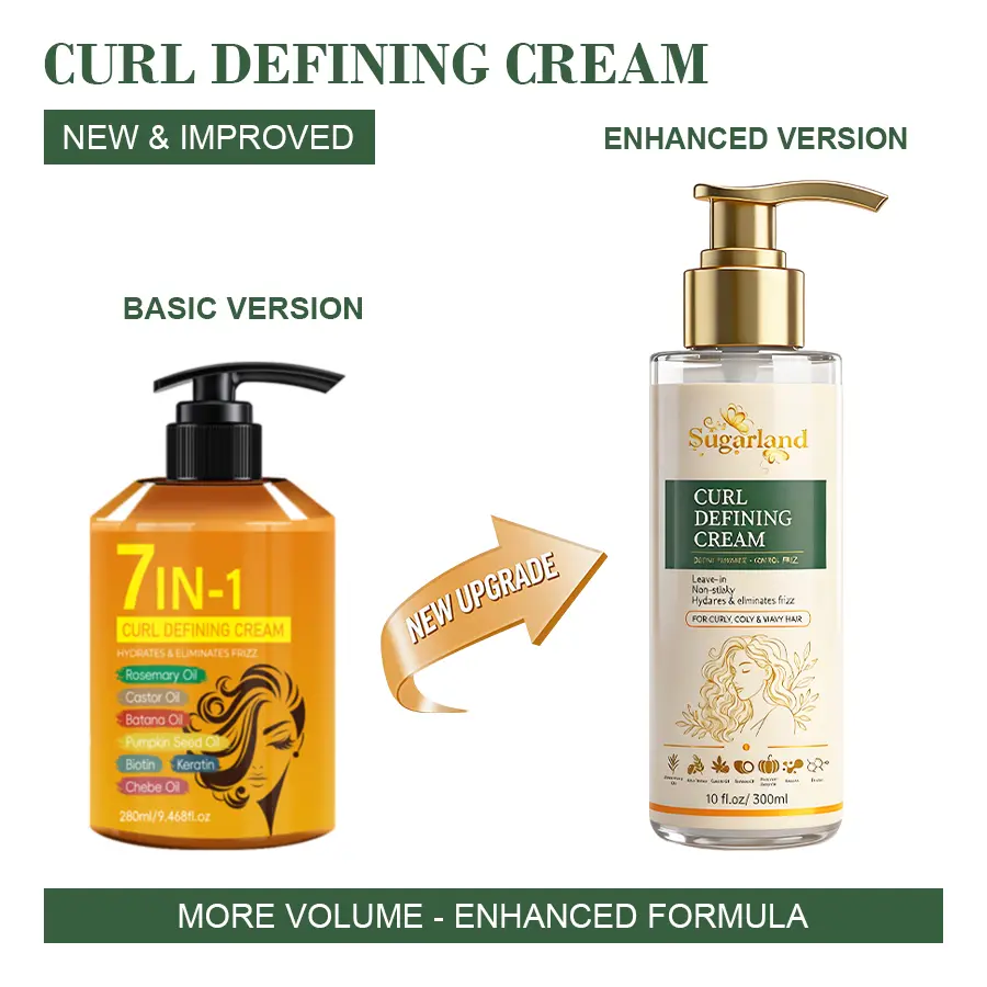 7-in-1 upgraded Curl Defining Cream for Wavy, Curly & Coily Hair, Lightweight Styling Cream Helps Moisturize Dry Hair, Smooth Frizz, Add Shine & Soft Definition, Non-Sticky Pump Hair Cream
