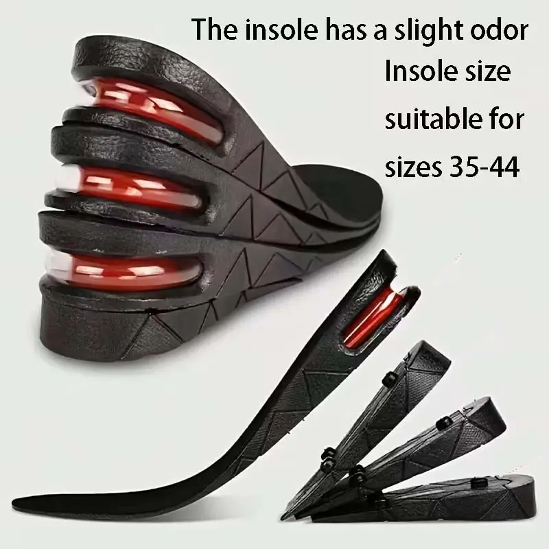 [Unisex PVC Athletic Height Boosters] Adjustable 3-9cm Invisible Shock-Absorbing Insoles, Arch Support, Absorbent Cushion Pads, Black Sports Shoe Accessories