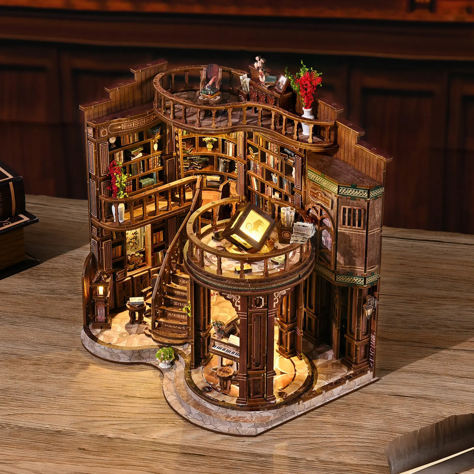 DIY hut 3D three-dimensional hand-assembled booklet toy house, Christmas gift toy house,book nook,mini house,doll house,wooden dollhouse kit,victorian dollhouse,miniature house kit,rolife miniature kit,tinyland dollhouse,Wooden Playhouse[Dreamy book hall]