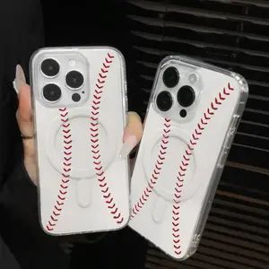 Baseball texture creative senior feeling  magnetic suction following from applicable to iPhone 17 16 15 14 13 12 11 Pro Max,XsMax,17Air,16Plus Cover