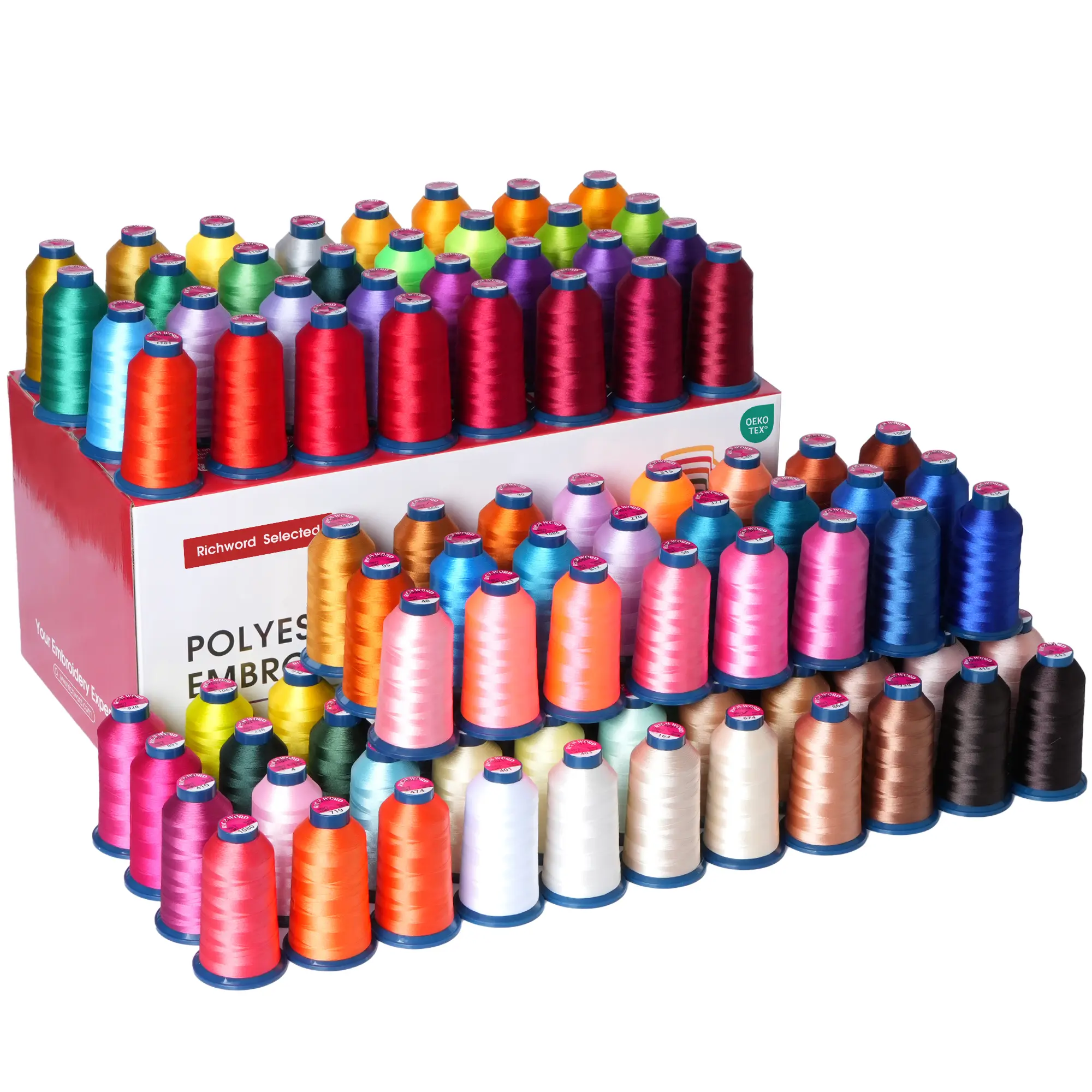 PooLin Richword Embroidery Polyester Thread 4000m x 100 Colors 40wt 108D/2 for Sewing & Embroidery Machines