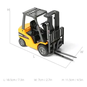 1/50 Scale All-Metal Die-Cast Forklift Toy with Liftable Arm, Articulating Mechanical Arm and Detachable Forks – Mini Construction Vehicle Model, Collectible Desk Decoration Gift for Kids and Adults Yellow