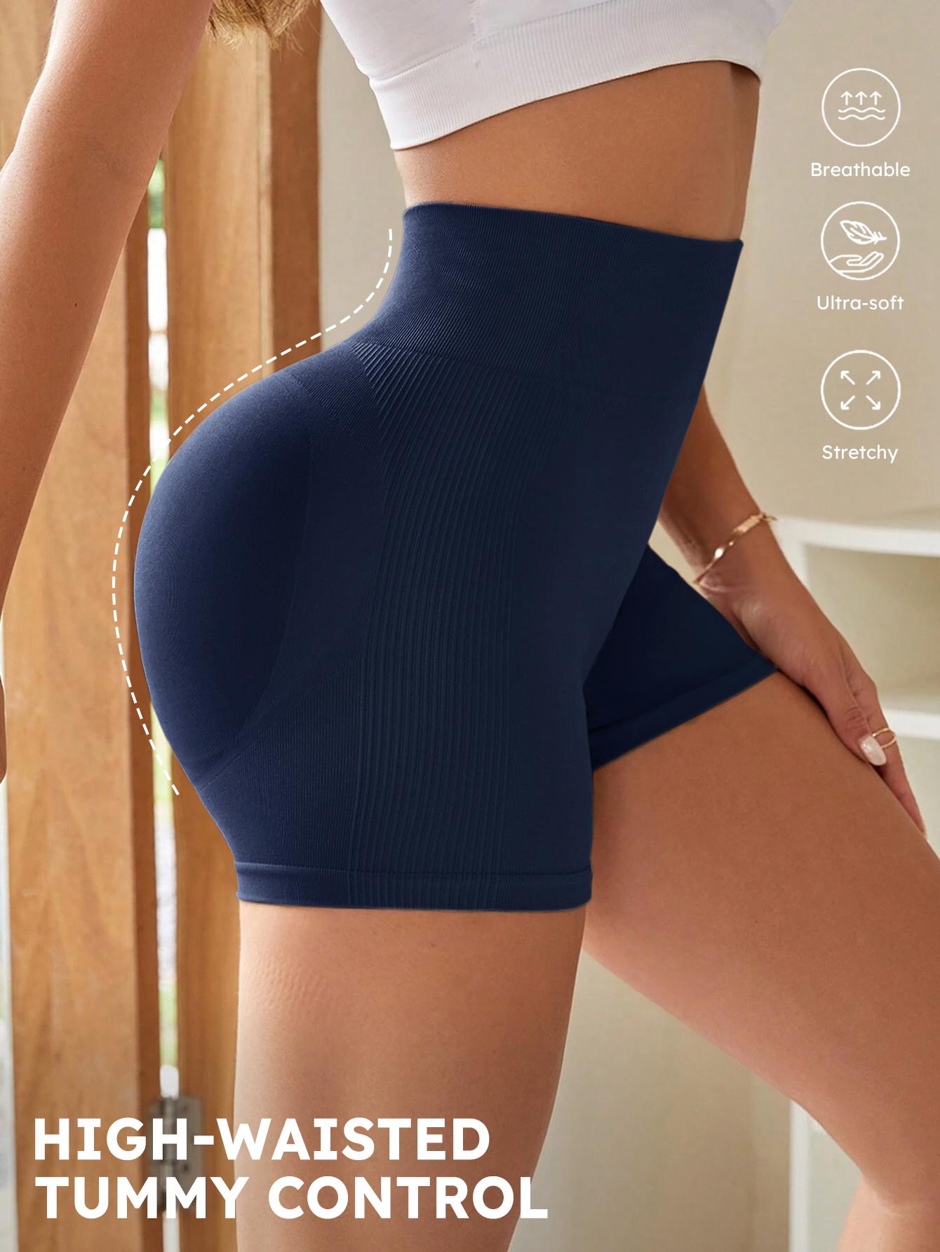 4-Pieces High Waist Tummy Control Side-Ribbed Butt-Lifting Seamless Shorts, Lightweighted Summer Shorts, Stretchy Womenswear Bottom 4-Pieces High Waist Tummy Control Side-Ribbed Butt-Lifting Seamless Shorts, Lightweighted Summer Shorts, Stretchy Womenswear Bottom