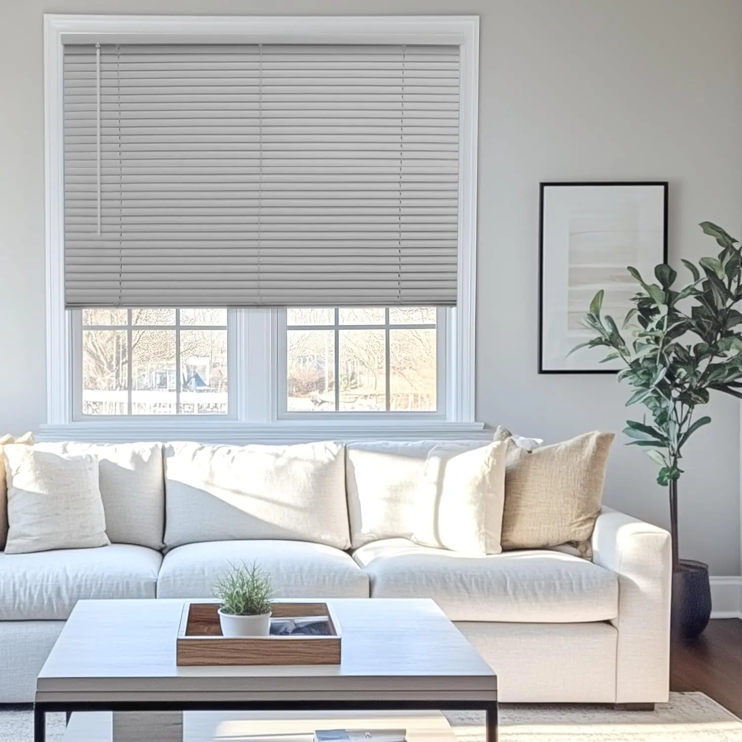 CHICOLOGY Custom Blinds for Windows, Mini Blinds, Window Blinds, Door Blinds, Blinds & Shades, Camper Blinds, Mini Blinds for Windows, Horizontal Window Blinds, Gray, 65.75" W X 48" H