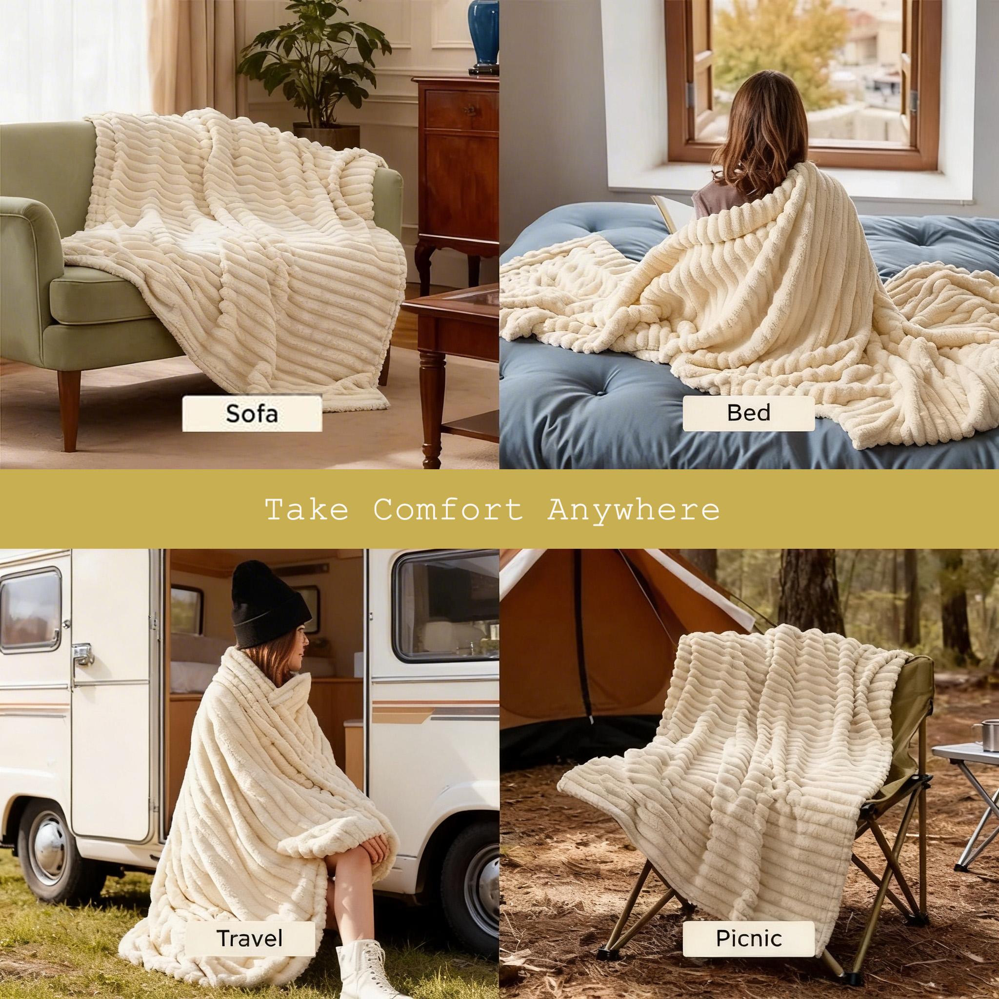 Raybee Soft Throw Blanket for Couch- Cozy Blanket for Bed ,Portable Cute Fleece Blanket ,Holiday Birthday Gifts for Family, Room Home Boho Fall Decor,Bedroom,Travel,Camping,Office
