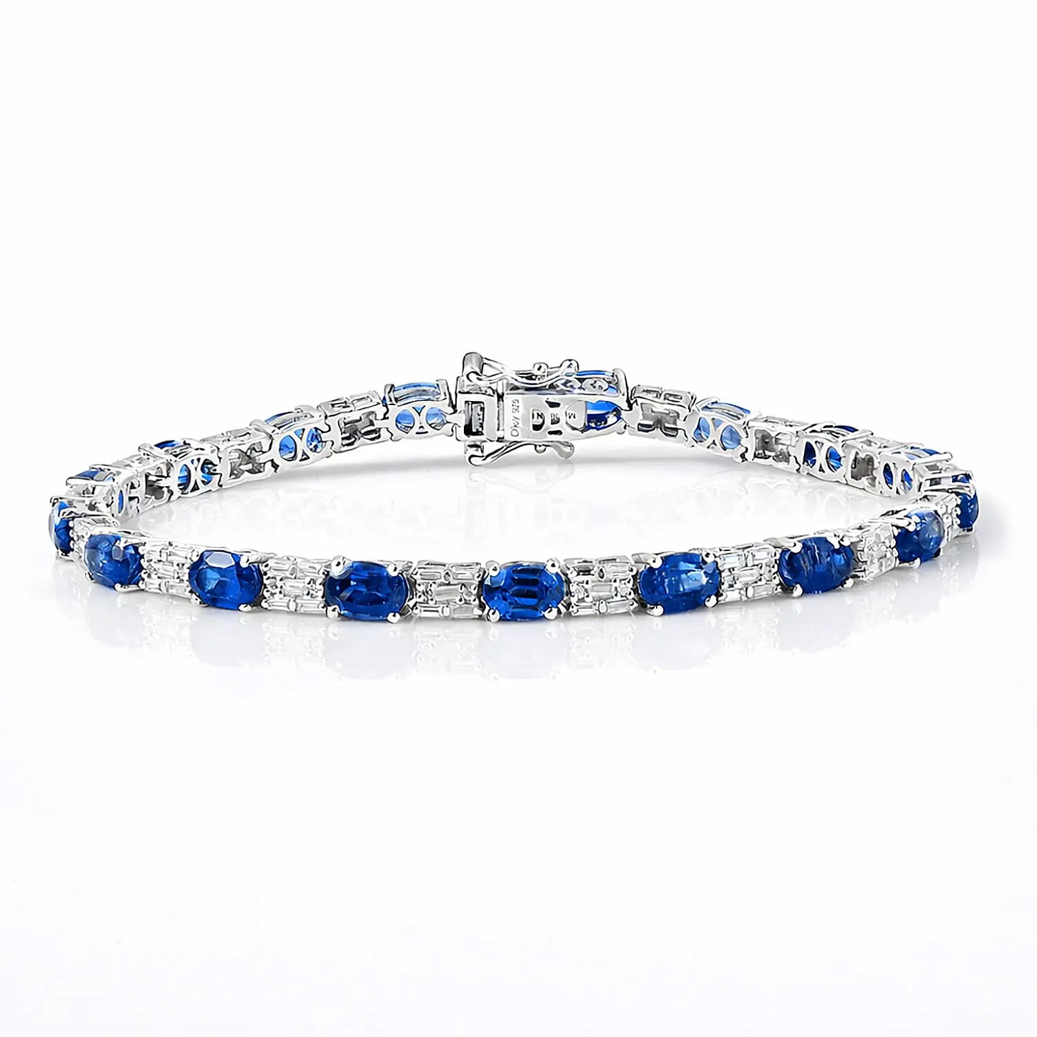 D'Joy Premium Kashmir Kyanite, Moissanite Bracelet in Rhodium Over Sterling Silver (7.25 In) 12.00 ctw