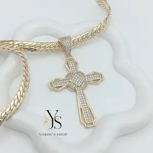 Yordy Cuban Link Choker with Heart Charm 14k Gold Plated  20" & 7" Bracelet High-Quality Elegant Fashion Accessory for Women Exquisite Trendy Pendant