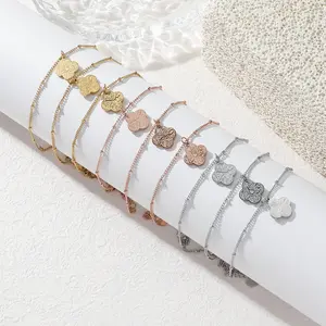 Double Sided Carving Religious Calligraphy Clover Sabr Shukr Tawakkul Patience Gratitude Trust Stainless Steel Bracelet Islamic Muslim Quranic Verse Cuff Arabic Messenger Jewelry Gift for Women Men Father Mother Lover Friend