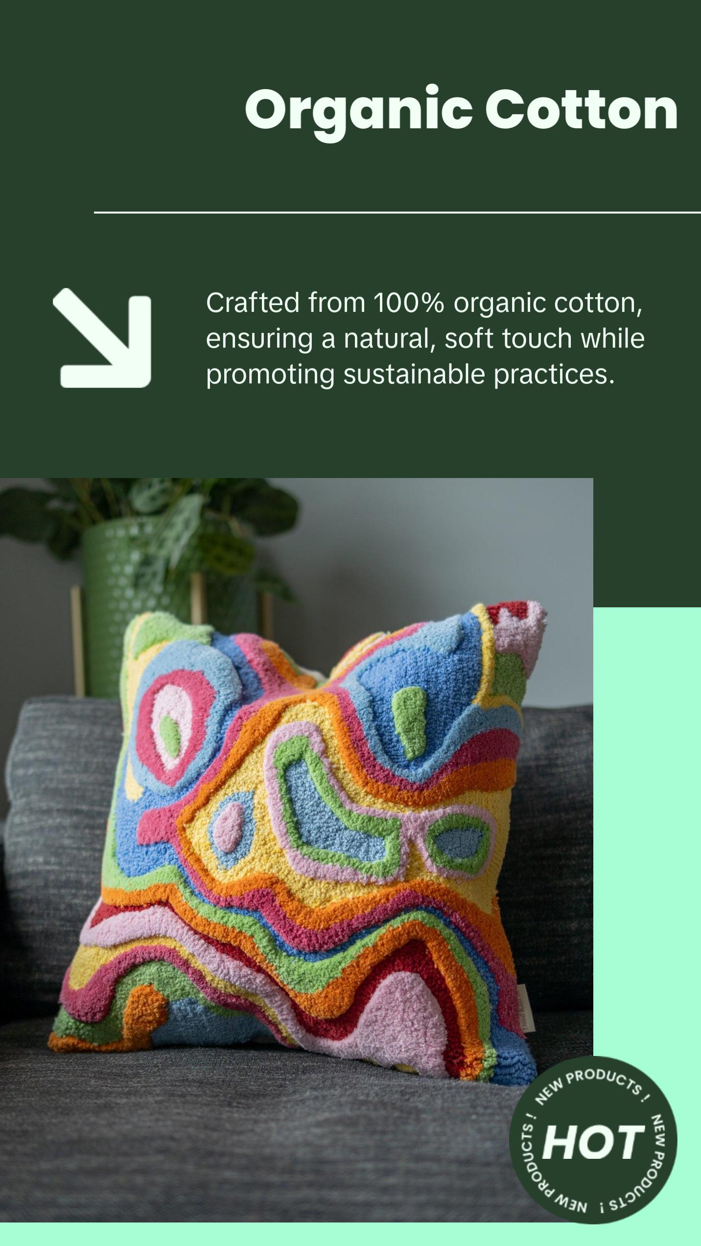 Bellows Organic Cotton Abstract Throw Pillow