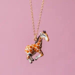 Giraffe Necklace | Camp Hollow Ceramic Animal Jewelry | Porcelain Pendant