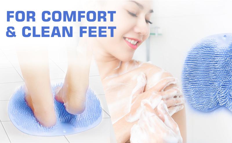 Shower Foot Scrubber Mat Back Washer Back Exfoliating Bath Wash Pad Wall Mounted Slip Suction Cups Foot Scrubber for Use in Shower Cups Foot Cleaner for Men and Women