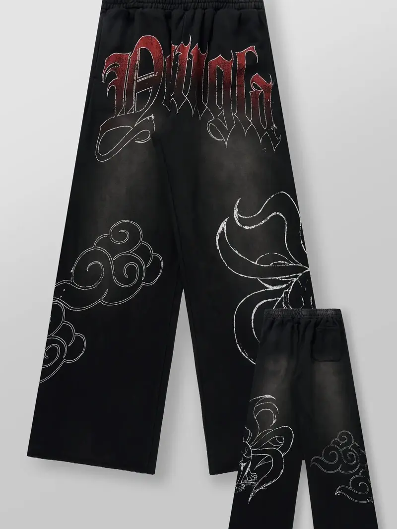 Youngla Japanese Cartoon Manga Sweatpants – Vintage Hip Hop Y2K Streetwear Graphic Jogger Pants, Retro Anime Inspired Casual Sweatpants for Men Women, Relaxed Lounge Wear, Fall Winter Outfit Gift