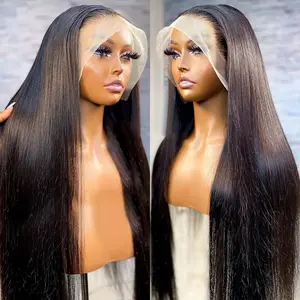 [28In Only For $88]13x4 Straight 100% Remy Human Hair Wigs 13x6 Hd Lace Frontal Wig Human Hair Straight 360 transparent Lace Human Hair Wig For Black Women 180% Pre Plucked Hairline Natural Black