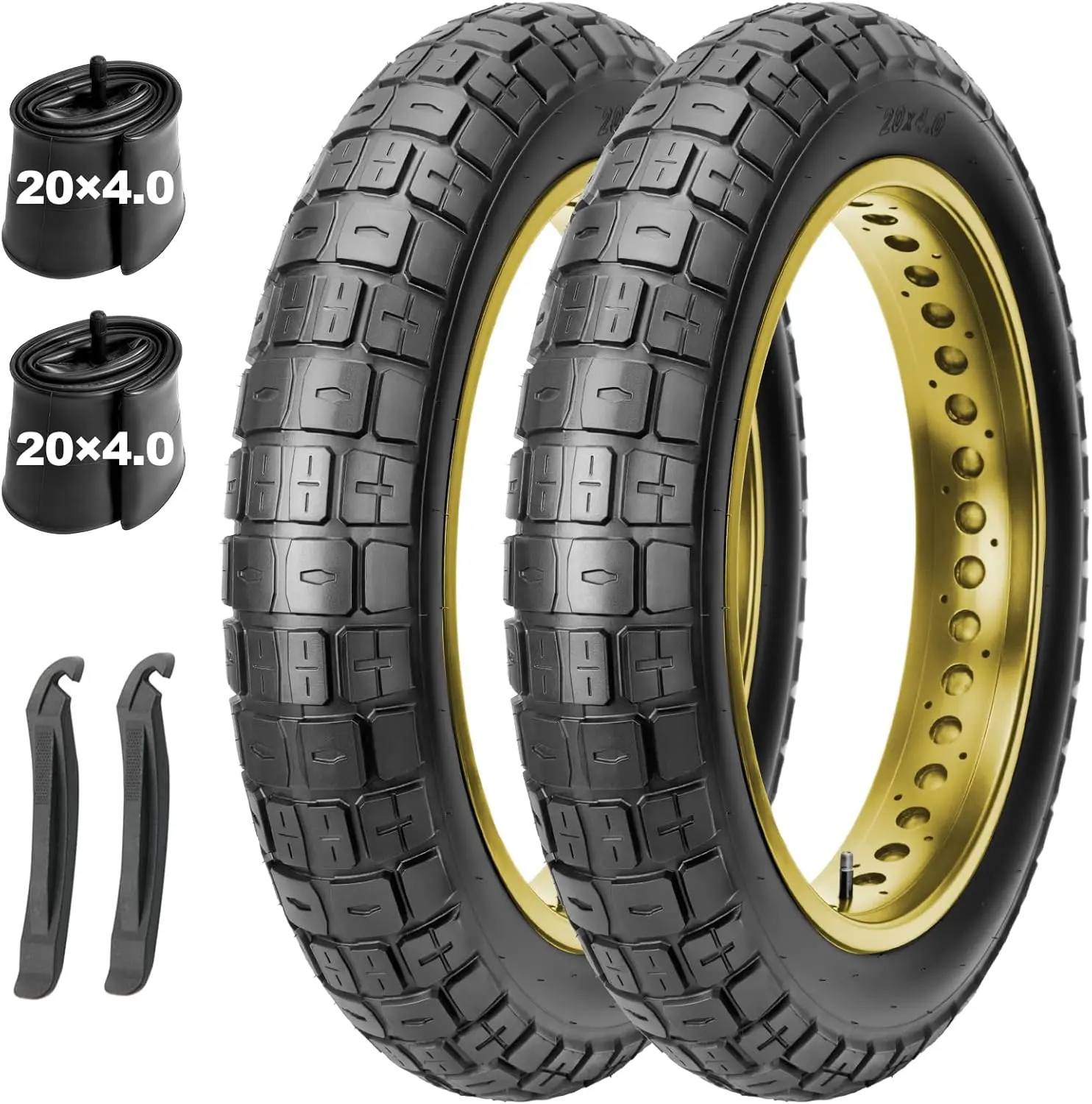 20×4.0 Inch Puncture Protection Folding Fat Tire Ebike Bicycle Part - Front/Rear Fit, High-Density Rubber Knobby Tyres, Reduced Rolling Resistance, 440lbs Max Load, High Load-Bearing Capacity, Adult Electric Bike Replacement, Bicycle Parts, Max Load 440Lb