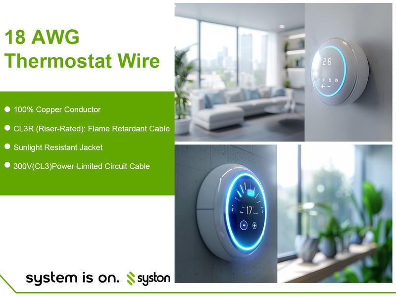 Syston 18/6 White Thermostat Wire - 18AWG 6-Conductor Solid Copper HVAC Cable (20ft-1000ft) | CL3R/CMR UL/ETL 300V Low Voltage | UV Resistant for Indoor/Outdoor Use | Compatible with Nest/Honeywell | Doorbell & Alarm Installation Syston 18/6 White Thermostat Wire - 18AWG 6-Conductor Solid Copper HVAC Cable (20ft-1000ft) | CL3R/CMR UL/ETL 300V Low Voltage | UV Resistant for Indoor/Outdoor Use | Compatible with Nest/Honeywell | Doorbell & Alarm Installation