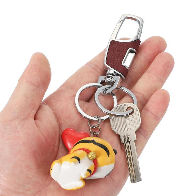 Durable Metal Dual Ring Keychain Black & Red Hook Key Holder for Car Bike & Office Keys 3 PCS Set