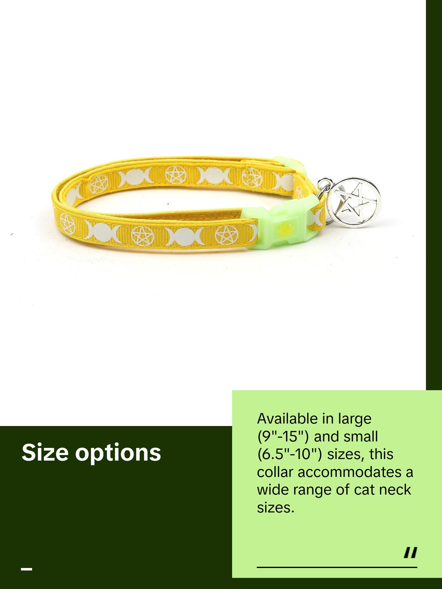 Witch's Familiar Breakaway Safety Cat Collar with Jingle Bell & Pentagram Charm by Pugs2Persians Wicca Pagan Pentacle