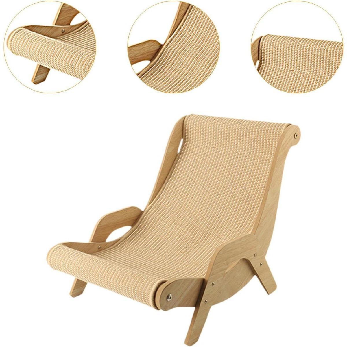 2-In-1 Cat Scratch Bed - Durable Natural Sisal Rope Beach Chair, Natural Sisal Scratching Board, Space-Saving Modern Indoor Pet Furniture for Cats