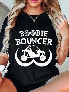 100% Cotton Boobie Bouncer Funny Meme ATV UTV Lovers T-Shirt