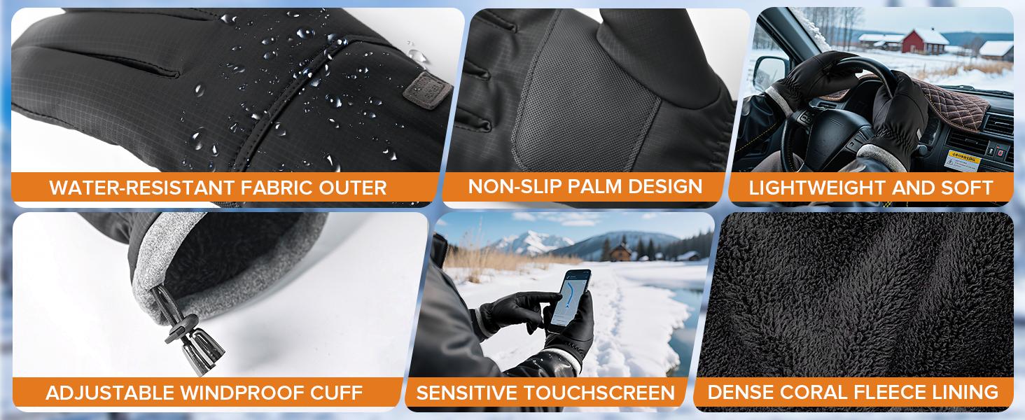 Viyawise Winter Waterproof Ski Snow Warm Gloves for Women Men, Windproof Cold Weather Thermal with Touchscreen Fingers, for Running Driving Cycling Hiking Biking Outdoor Sports Daily Work