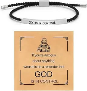 GOD IS IN CONTROL Inspire Bracelet- Simple Inspirational Jewelry with  Clear Message for Everyday Wear, Adjustable Braided Tube Motivational Birthday Jewelry Inspirational Gifts for Women Trendy 2026