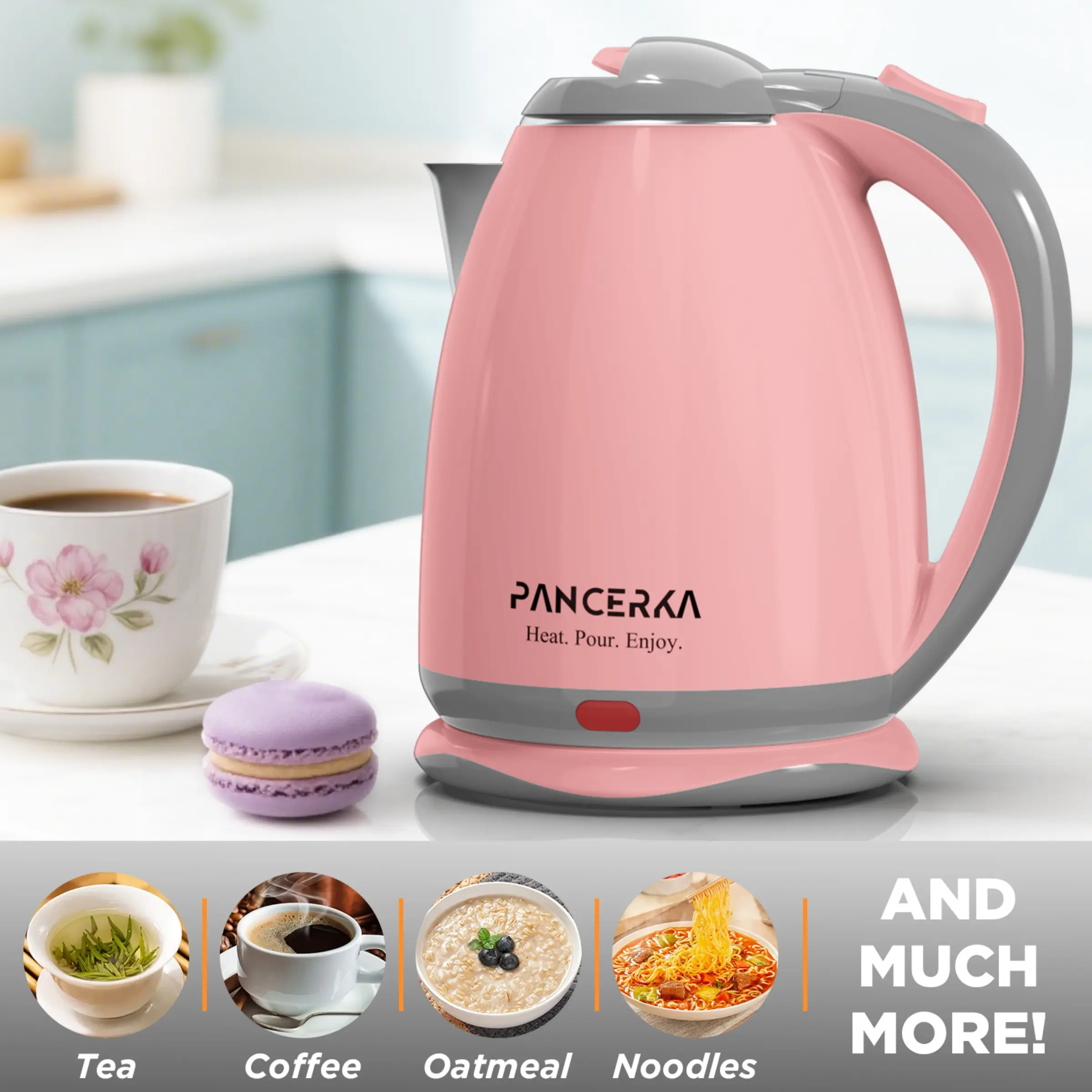 PANCERKA Electric Kettle, 1.8L 1000W Fast Boil Electric Tea Kettle with Auto Shut-Off and Boil-Dry Protection, Hot Water Kettle for Coffee, Tea and Home Use