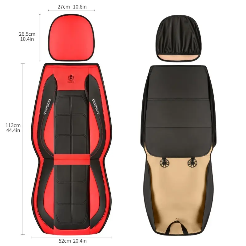 2-Pieces Leather-Look Style Car Seat Covers, Seat Protectors with Easy On/Off Keeps Upkeep Simple, Durable Comfortable Universal Vehicle Accessory for All Cars, Auto Interior Accessory