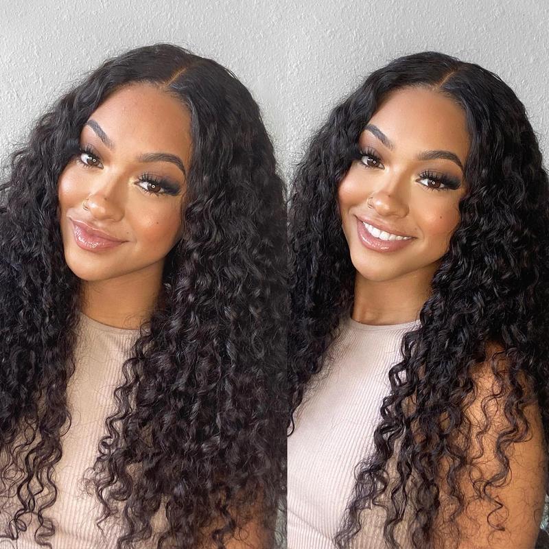Bling Hair 6x4 Glueless Wigs Human Hair Pre Plucked Pre Cut Deep Water Wave HD Lace Front Wig Human Hair Pre Plucked For Beginners 3 Second To Wear