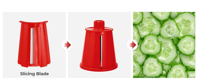 SUSTEAS Rotary Cheese Grater with 5 Replacement Blades, BPA Free, Built-in Strong Suction Base, Green Kitchen Essential Vegetable Slicer Utensils Potato Cutter Red SUSTEAS Rotary Cheese Grater with 5 Replacement Blades, BPA Free, Built-in Strong Suction Base, Green Kitchen Essential Vegetable Slicer Utensils Potato Cutter Red