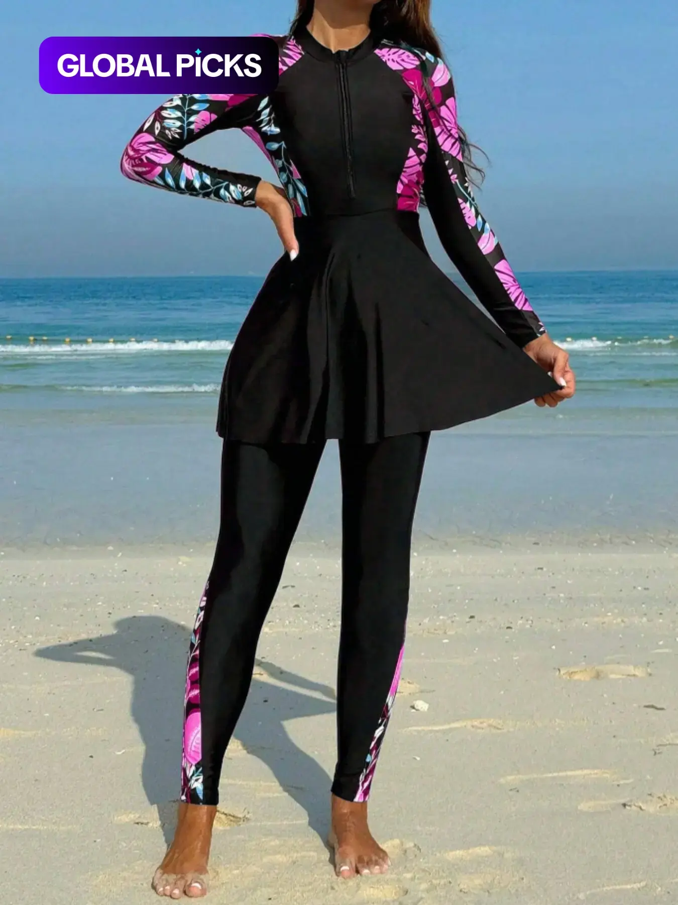 Women's Muslim Style Modest Skirted Long Pants Tankini Swimsuit, Modest Beachwear, Modest Swimming Wear, Full Coverage Swimwear, Summer Fashion Bathing Suit, Swimsuit Set