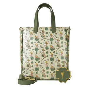 Loungefly Disney Peter Pan Tinker Bell Clover All-Over Print Tote Bag With Coin Bag